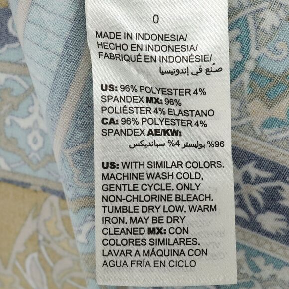 Chicos Top 0 Womens Small Blue Black Neck Beads Stretch Knit Blouse Tunic - Picture 9 of 14